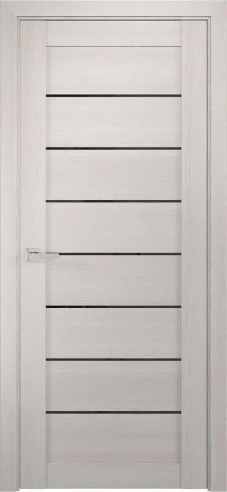 Межкомнатная дверь ЛУ-7 белёный дуб (стекло лакобель черный)